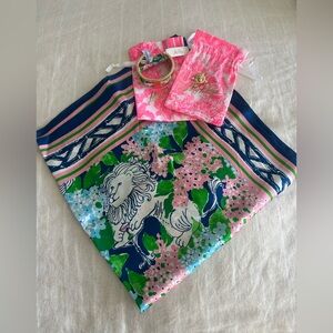 Lilly silk scarf, bracelet and scarf ring